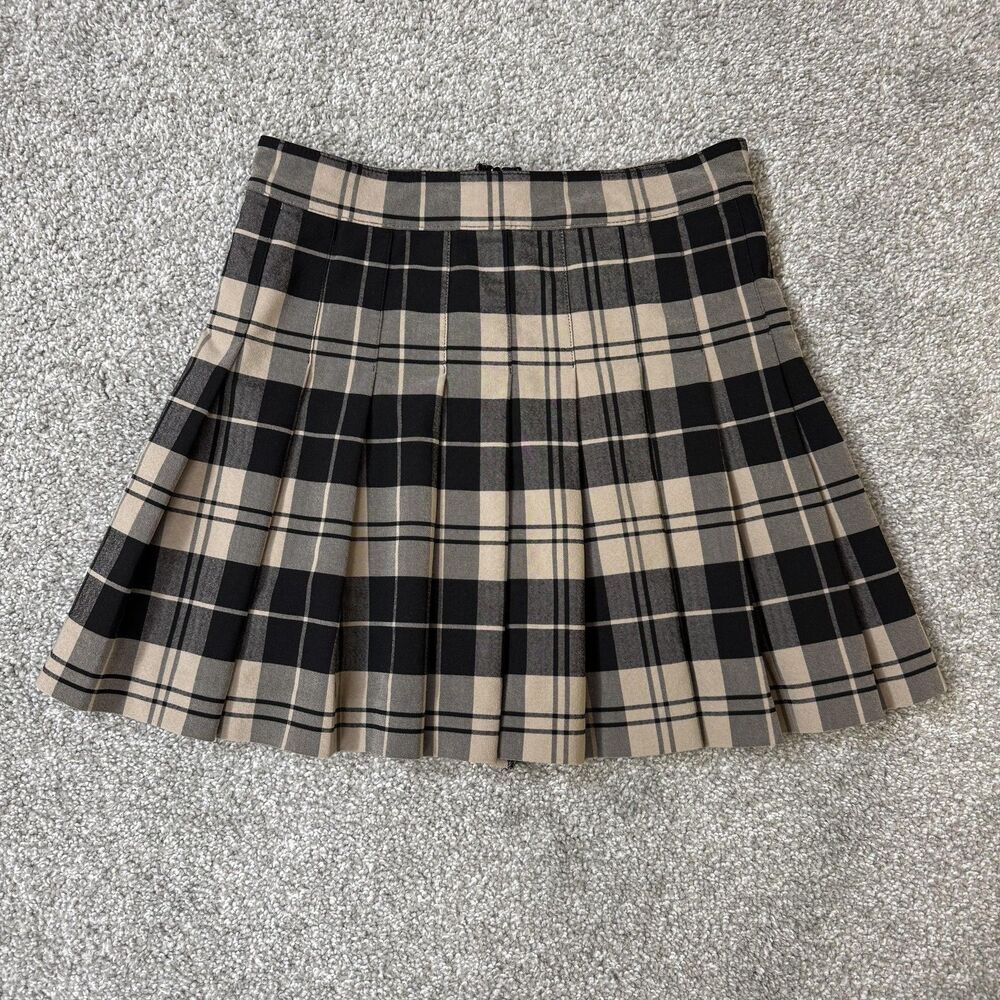 Love Tree Skirt Womens Medium Beige Plaid Pleated Mini Grunge Schoolgirl Preppy